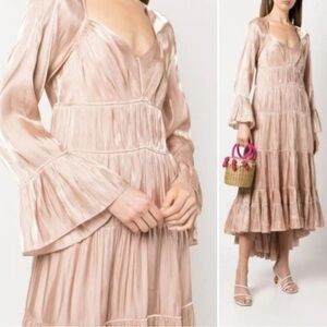 NWT Cinq à Sept Nina Cocktail Prom Holiday Cocktail Travertine Satin Dress Sz 8